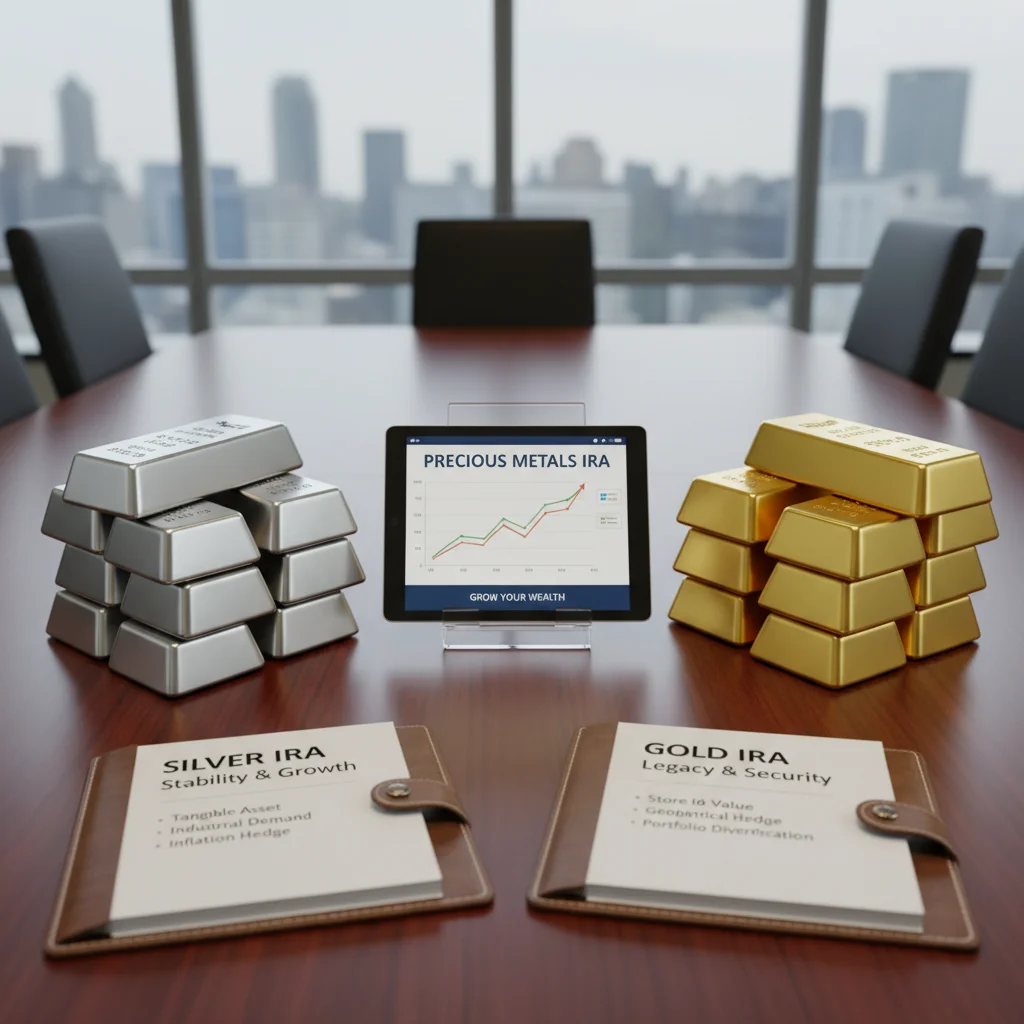 Comparison between investing in a Silver IRA versus a Gold IRA.