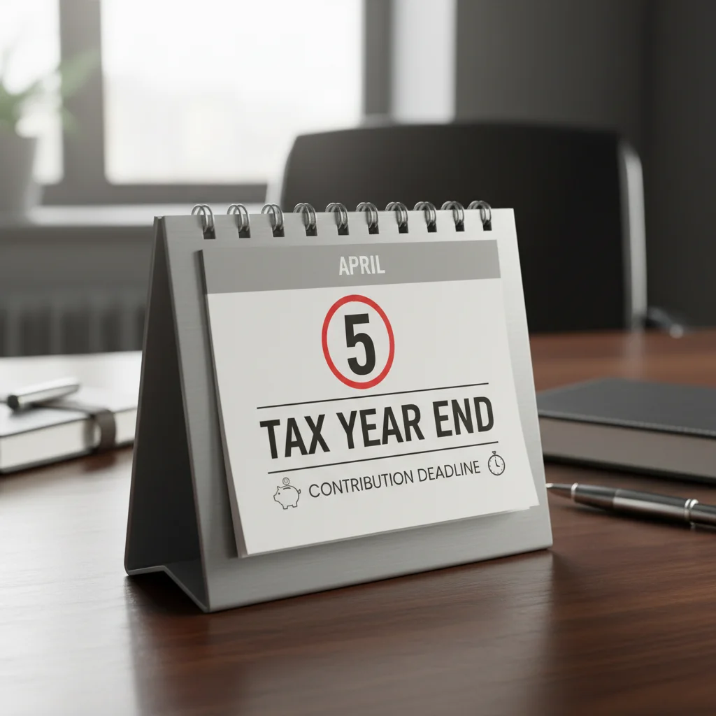 Calendar highlighting the tax year end.