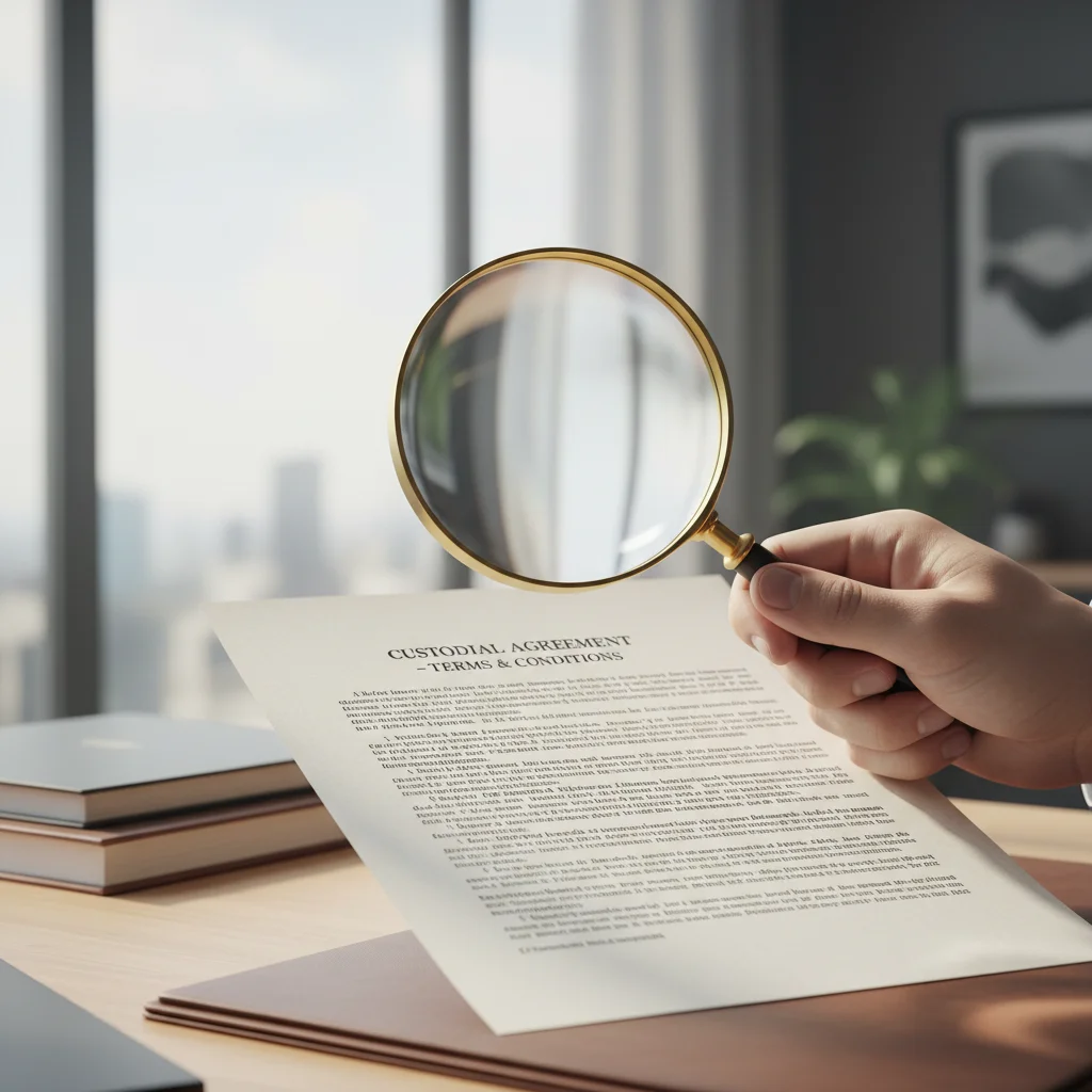 Magnifying glass over fine print.