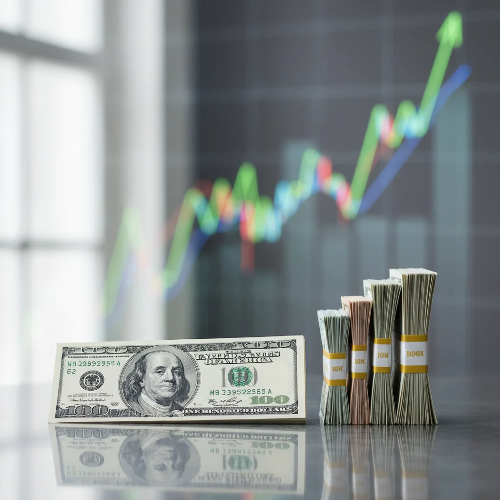 US dollar bills shrinking, representing inflation and loss of purchasing power.