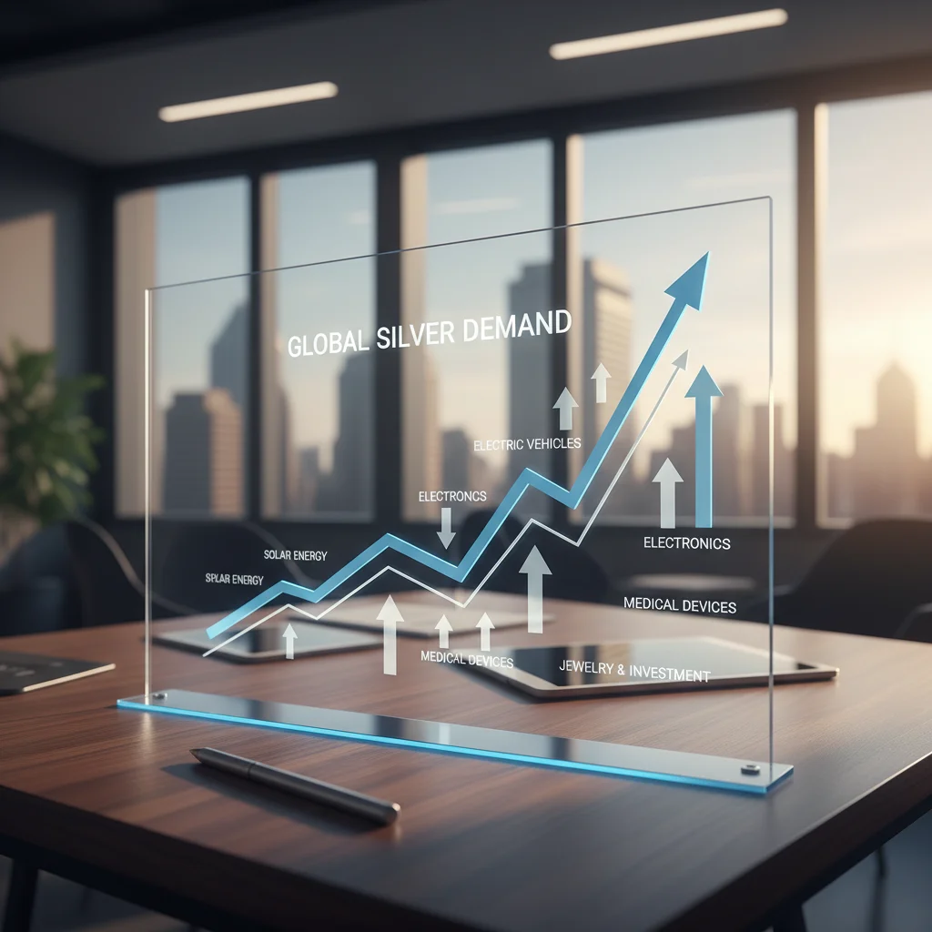 Graph showing increasing silver demand.