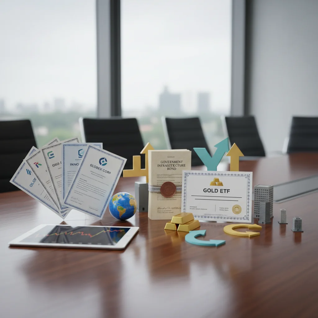 Investment instruments showcasing diversification.