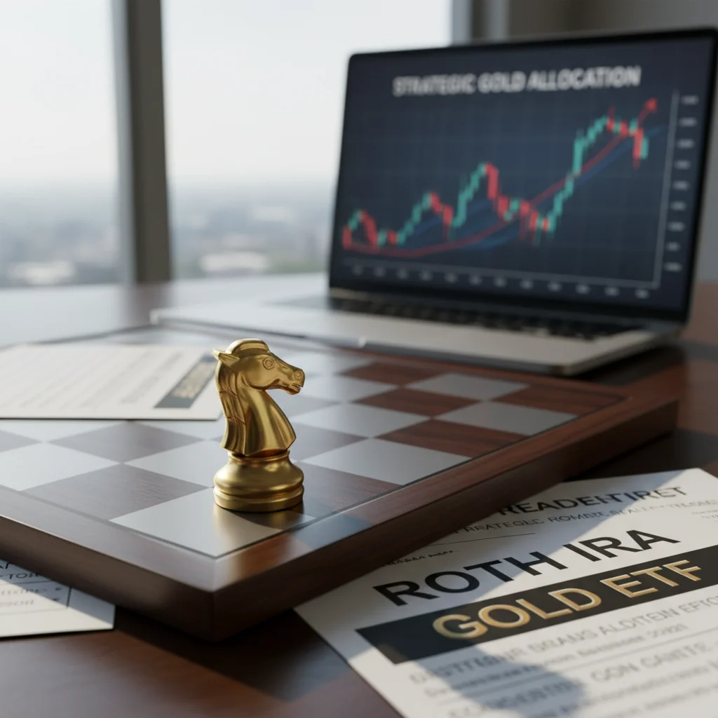 Chessboard with gold knight symbolizing strategic investment.