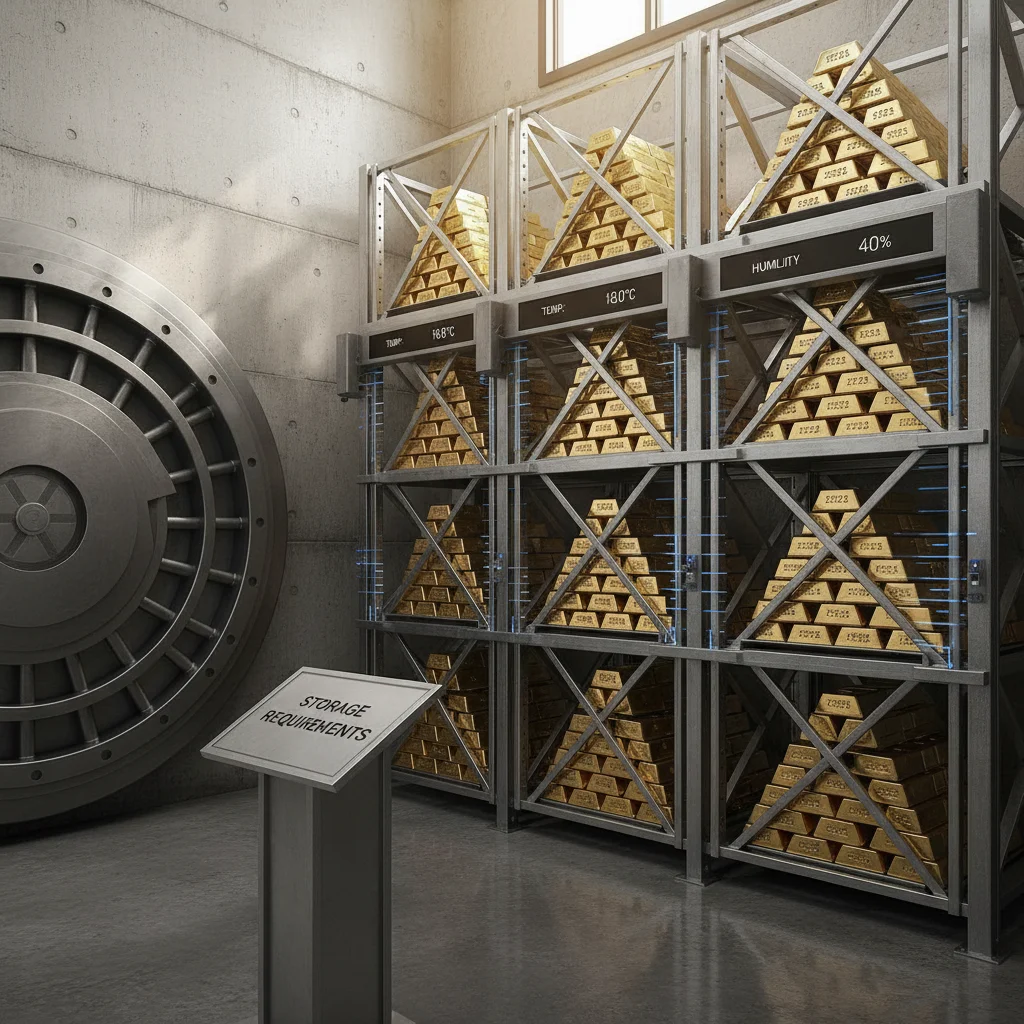 Secure vault with gold bars, illustrating Storage Requirements.